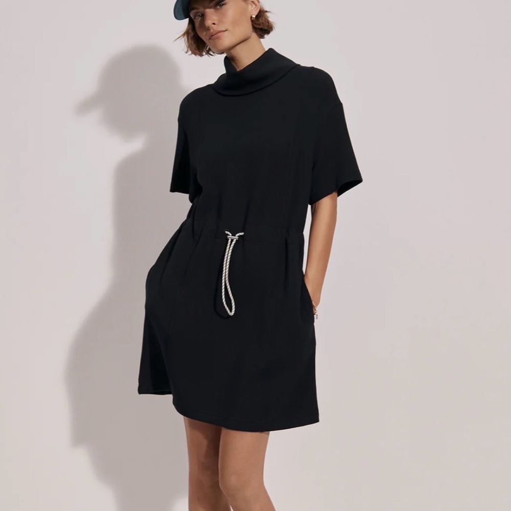 Varley Sophie Black dress with Drawstring